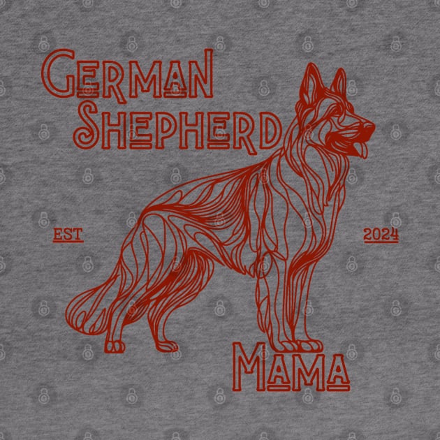 German Shepherd Mama - Red Line Art Design by RCRICK64